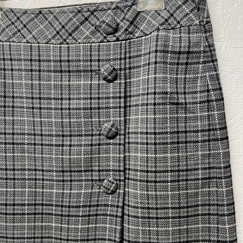 LOFT gray plaid academia button front mini skirt size 6 / 90s - Picture 7 of 7